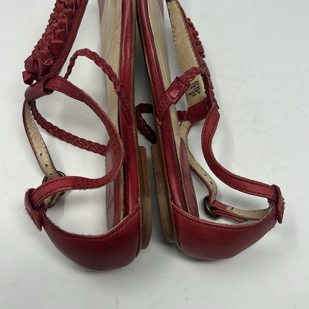 Frye Red Laurel Flower T-Strap Leather Women’s Sandals Size 10 - Picture 7 of 16